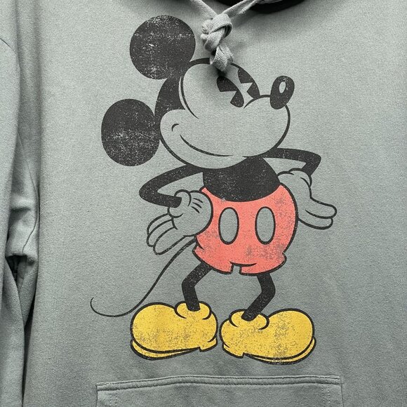 Disney Mickey Mouse Graphic Hoodie Sweatshirt Green L - Picture 2 of 7